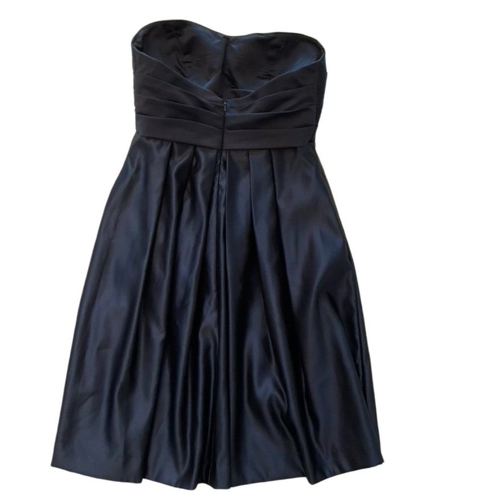 Bill Levkoff Navy Blue Satin Cocktail Bridesmaid Dress Size 8 EUC - Picture 7 of 10